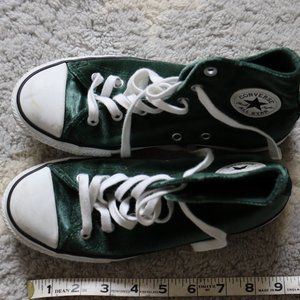 Converse Velvet Green High Tops Girls Size 3